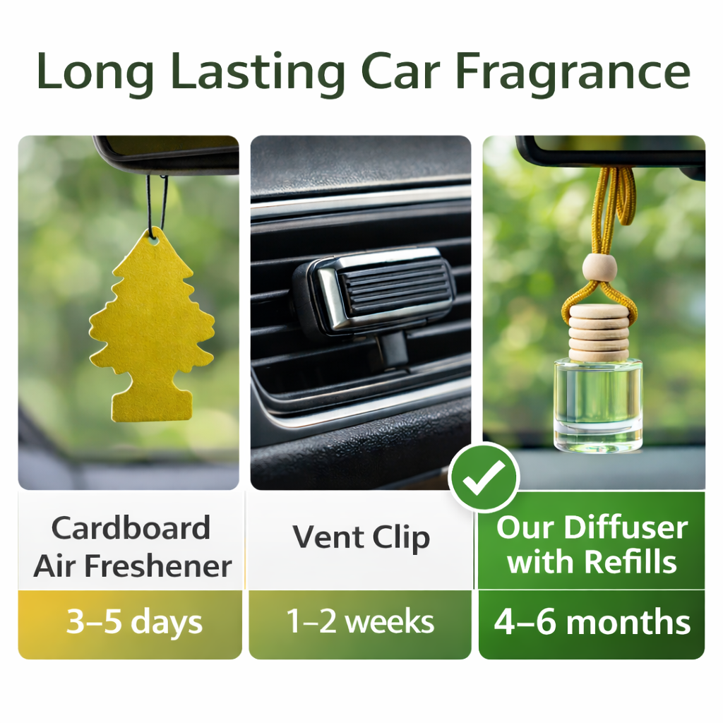 2 Pack Long Lasting Car Air Freshener, Hanging Fresh Aroma Diffuser, Natural Essential Oil Fragrance - Odor Remover, Auto Interior Decor, Made in USA 10 ML