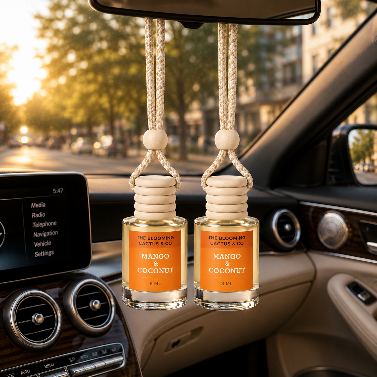 Car Air Hanging Fragrance Oil 2 Pack, Auto Freshener, Essential Oil Diffuser for Cars, Long Lasting Aroma Women Gift, Made in USA, Odors Eliminator, Interior Decor 8 ML