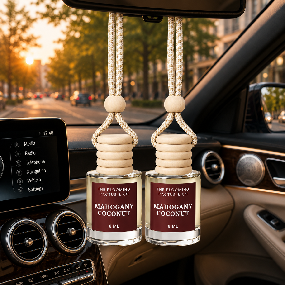 Car Air Hanging Fragrance Oil 2 Pack, Auto Freshener, Essential Oil Diffuser for Cars, Long Lasting Aroma Women Gift, Made in USA, Odors Eliminator, Interior Decor 8 ML