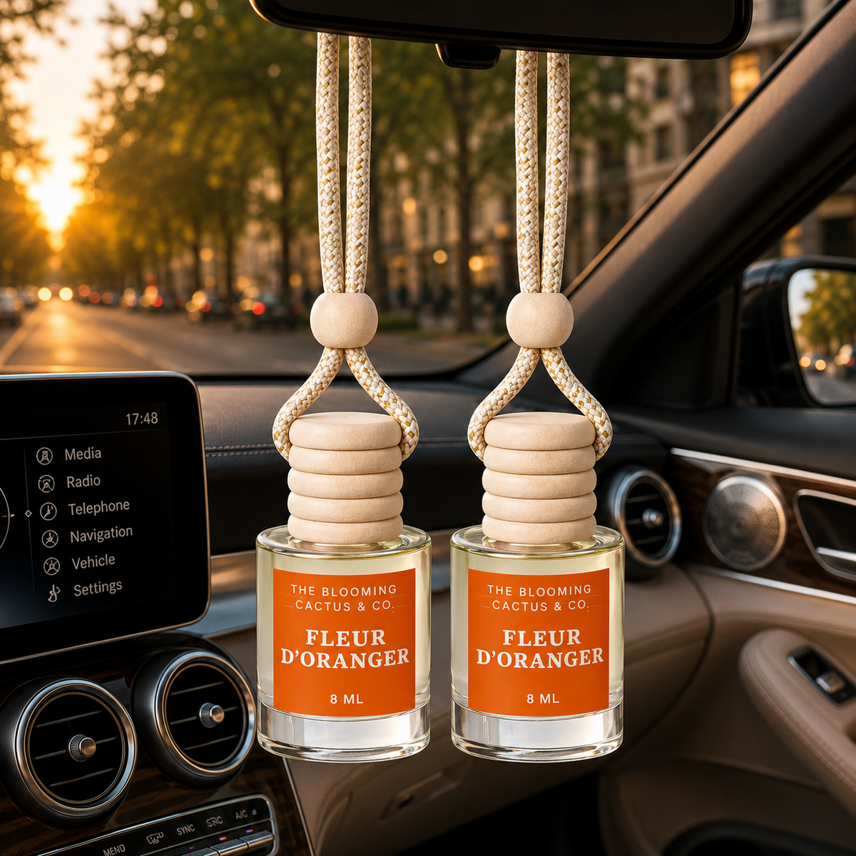 Car Air Hanging Fragrance Oil 2 Pack, Auto Freshener, Essential Oil Diffuser for Cars, Long Lasting Aroma Women Gift, Made in USA, Odors Eliminator, Interior Decor 8 ML